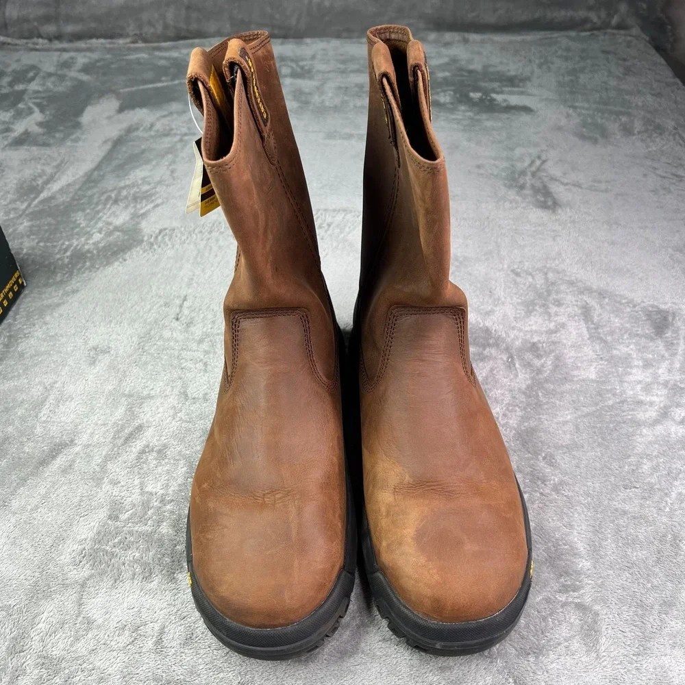 Caterpillar Work Boots Mens 8 Wide Summer‎ Brown Drawbar Pull-On Steel Toe New
